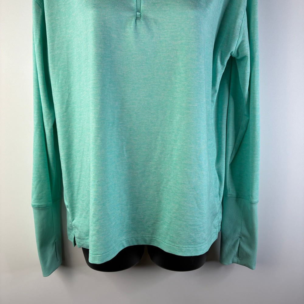 Nike Running Dri-FIT Womens Quarter Zip Pullover Teal Heather Thumbholes Medium - Picture 10 of 16